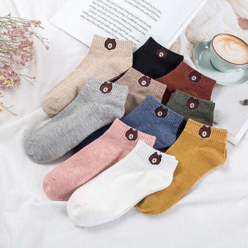 10 Pairs Small Bear Socks Women Cotton Socks